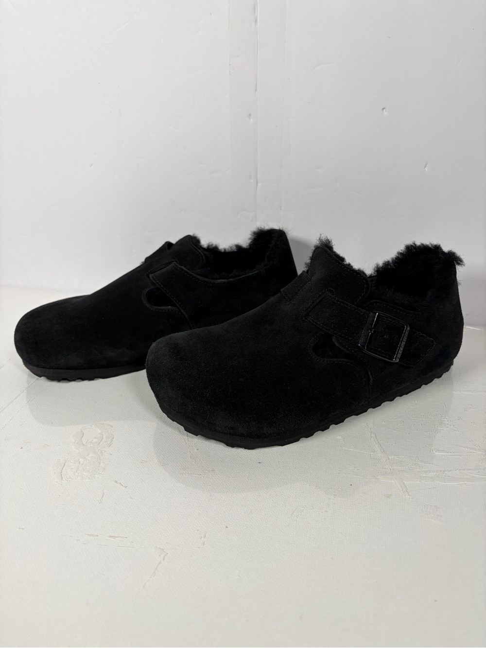 Birkenstock Boston Shearling Black Suede Clogs EU 37 US 6-6.5 Fur Lined